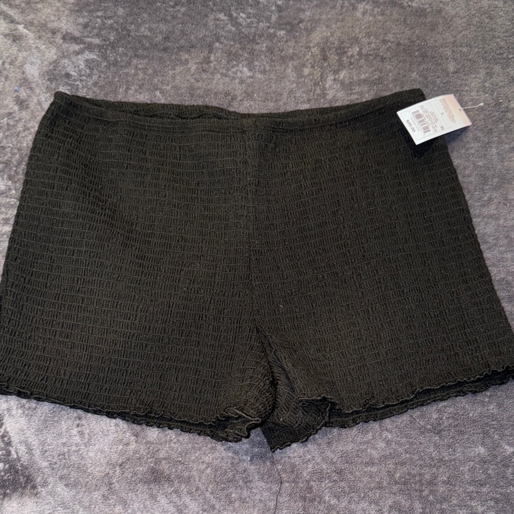 Wild Fable Black Textured High Waist Shorts